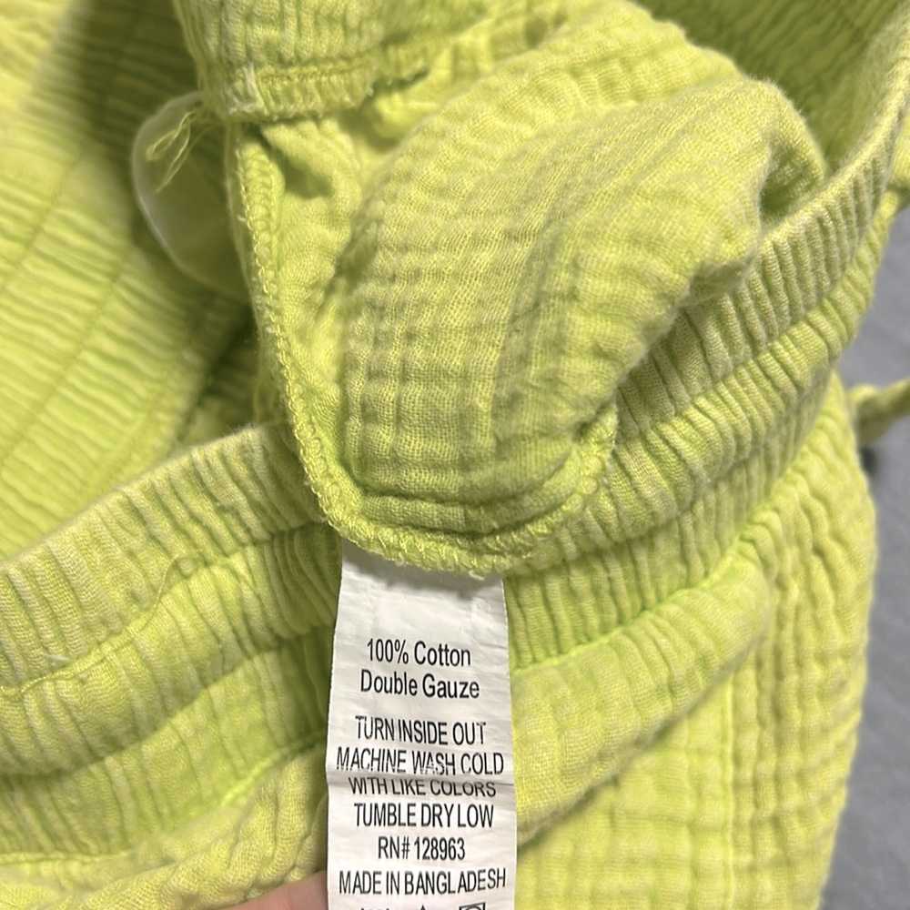 Lemon Lime Green Drawstring Gauze Beach Pants - Picture 7 of 9